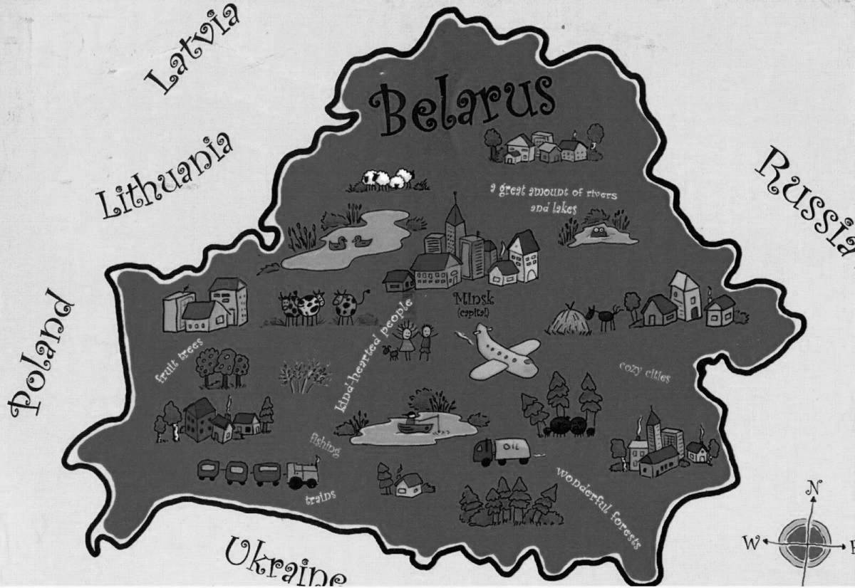 Fun coloring map of belarus for the little ones