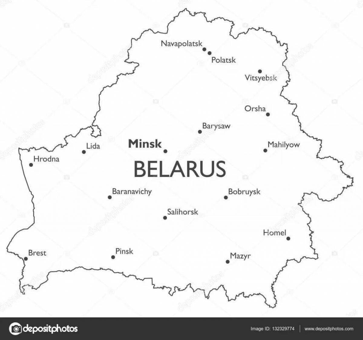 Colorful map of belarus coloring book for kids