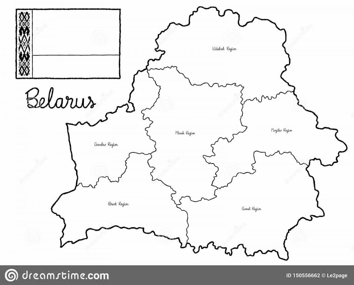 Bright map of belarus coloring for kids