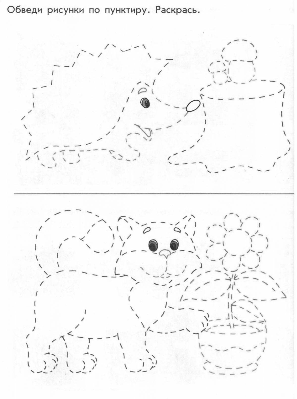 Coloring colorful dotted lines for kids