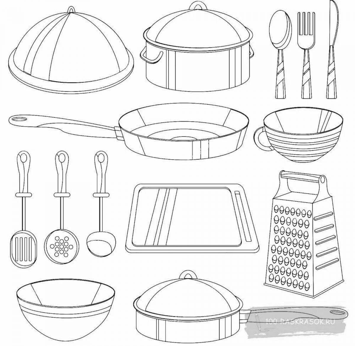 Coloring tableware for preschoolers with crazy coloring