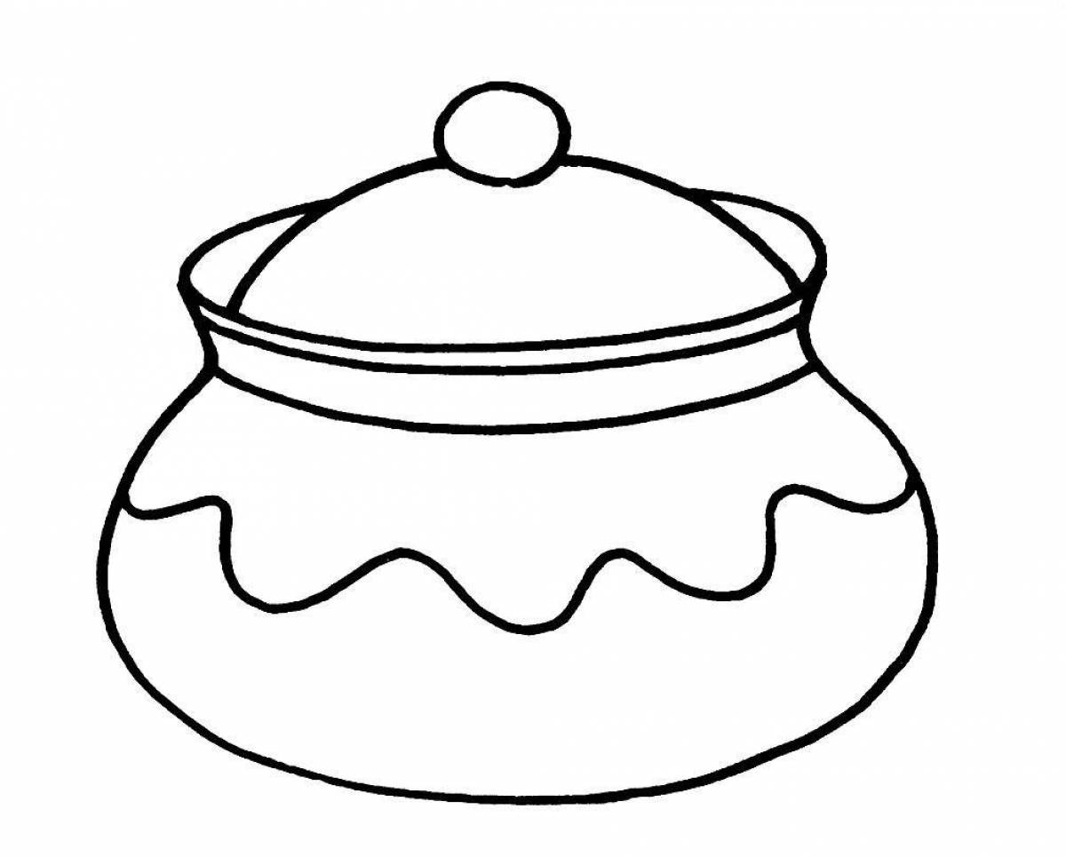 Color-frenzy tableware coloring page for preschoolers