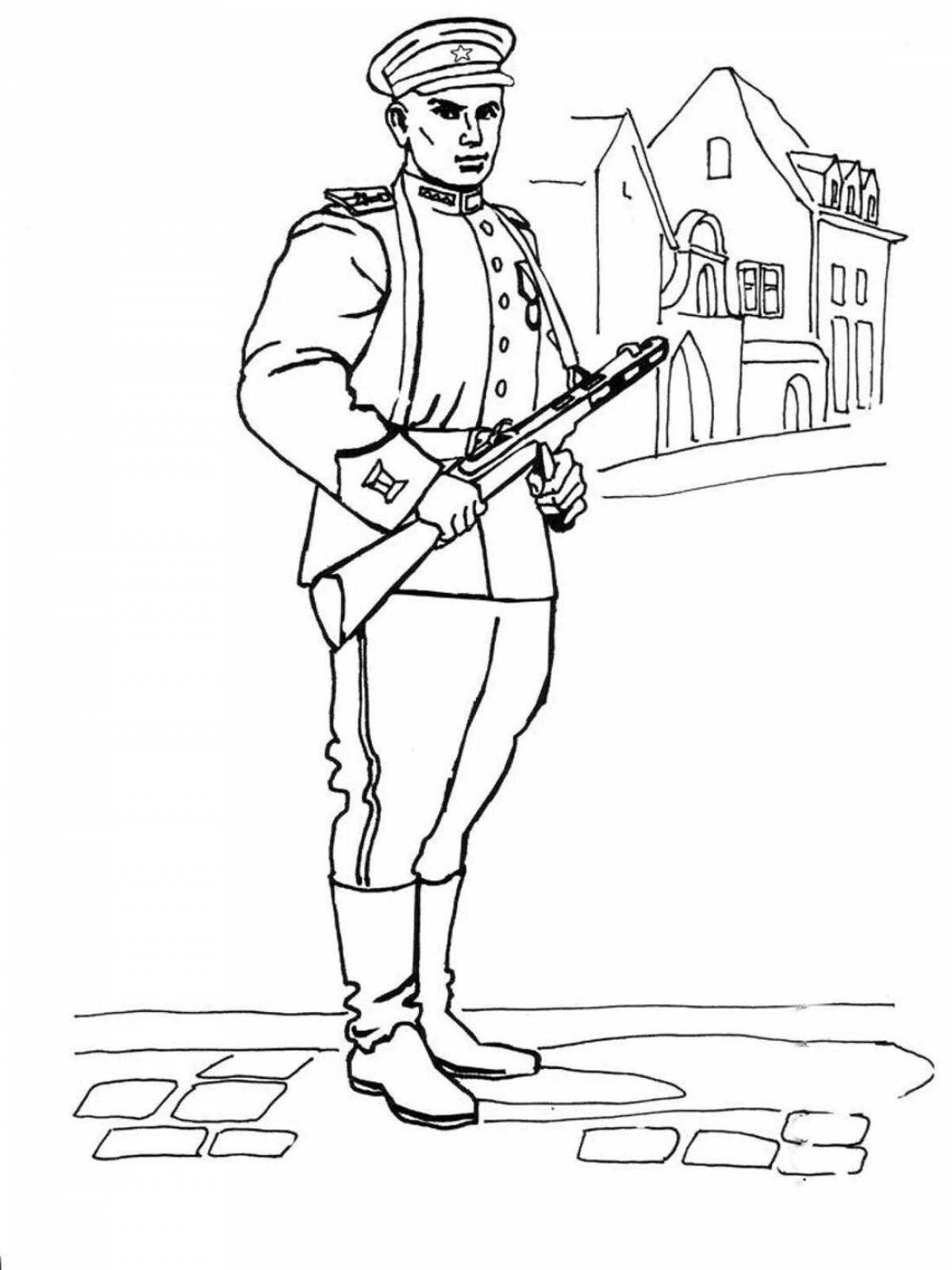 Colorful Russian army soldiers coloring book