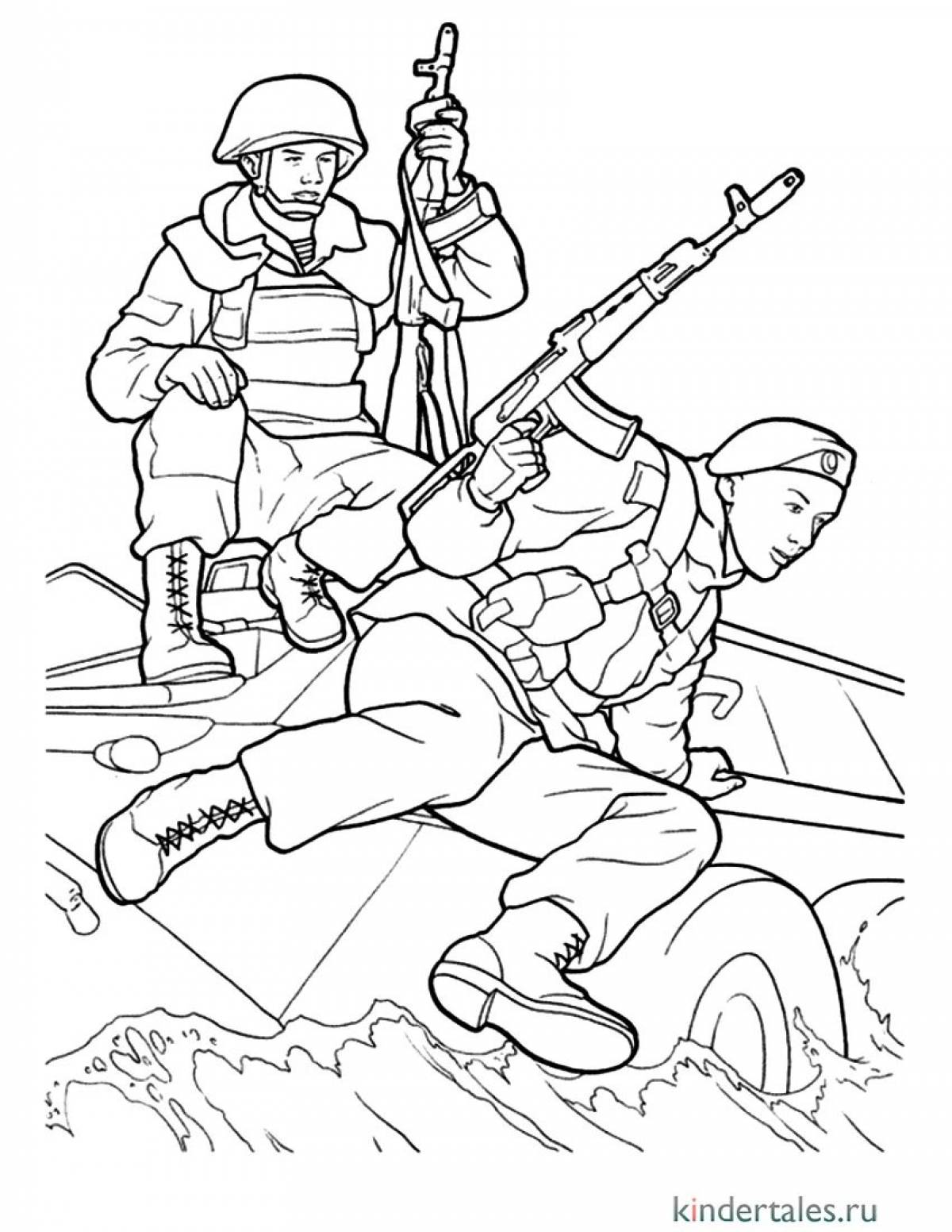 Раскраска яркие солдаты российской армии
