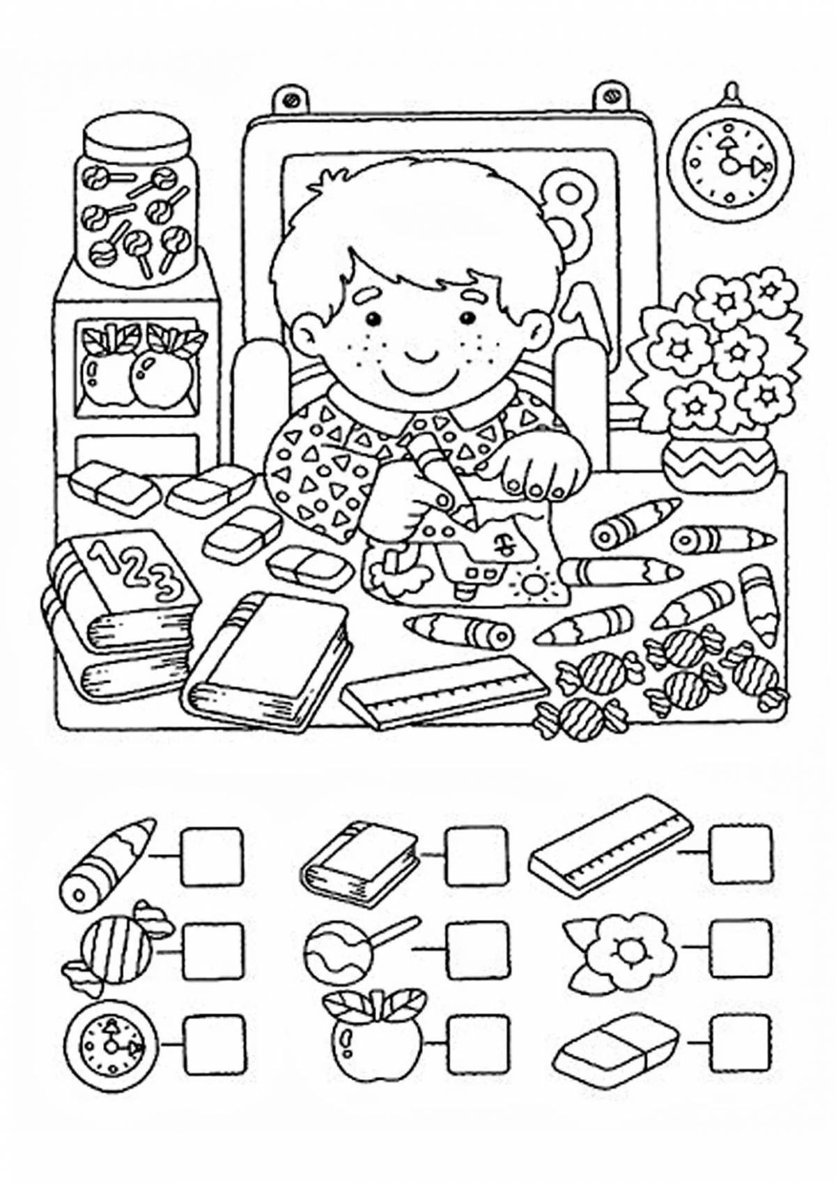 Coloring book happy getting ready for school