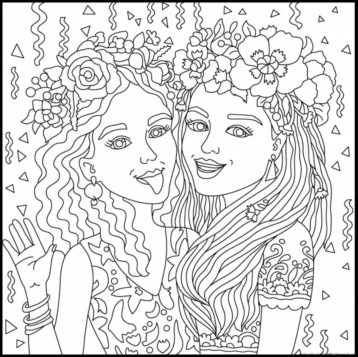 Colorful fun coloring book for girls 12 years old