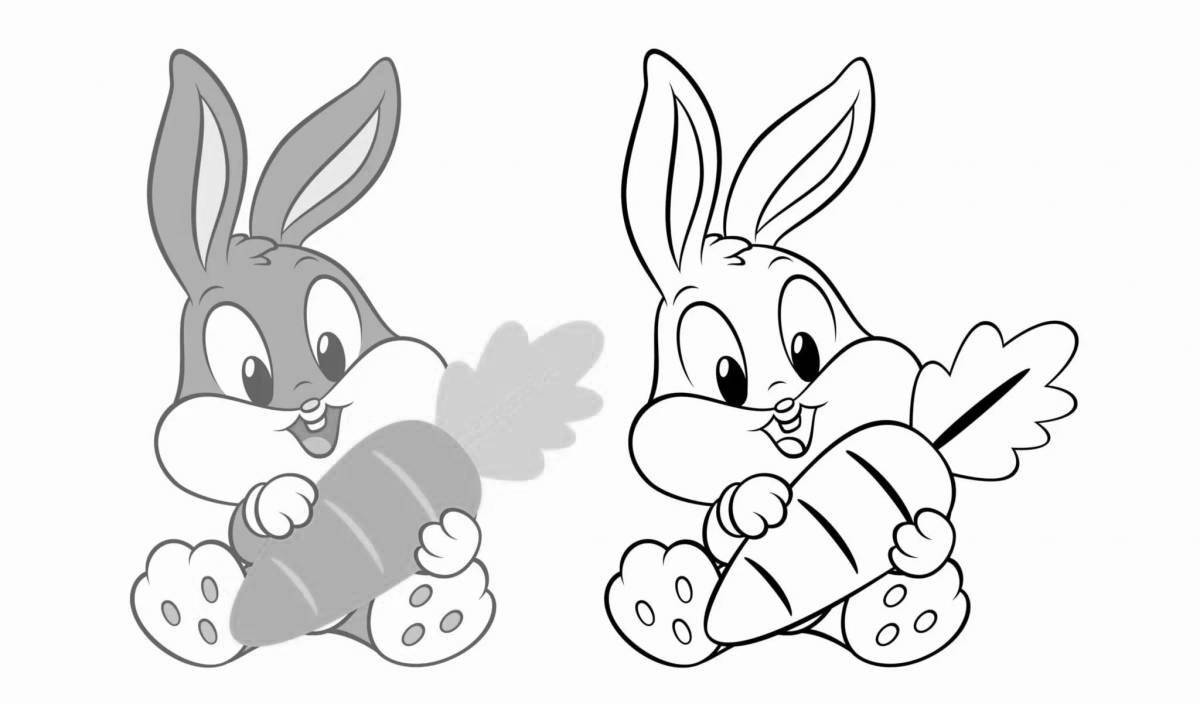 Coloring page delightful hare with carrots