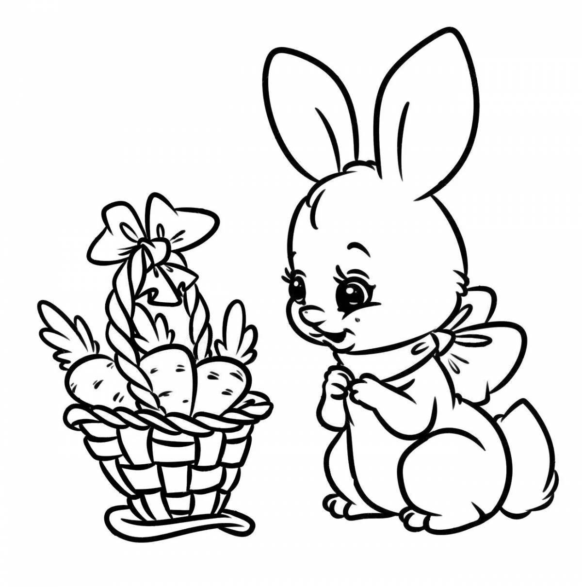 Inspirational bunny with carrots coloring book