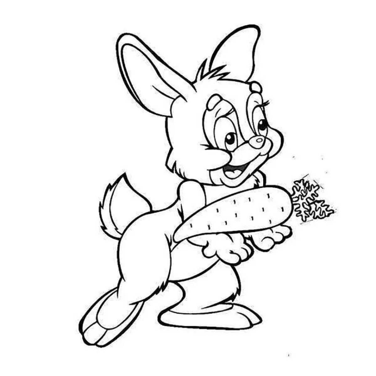 Stimulating rabbit with carrots coloring book