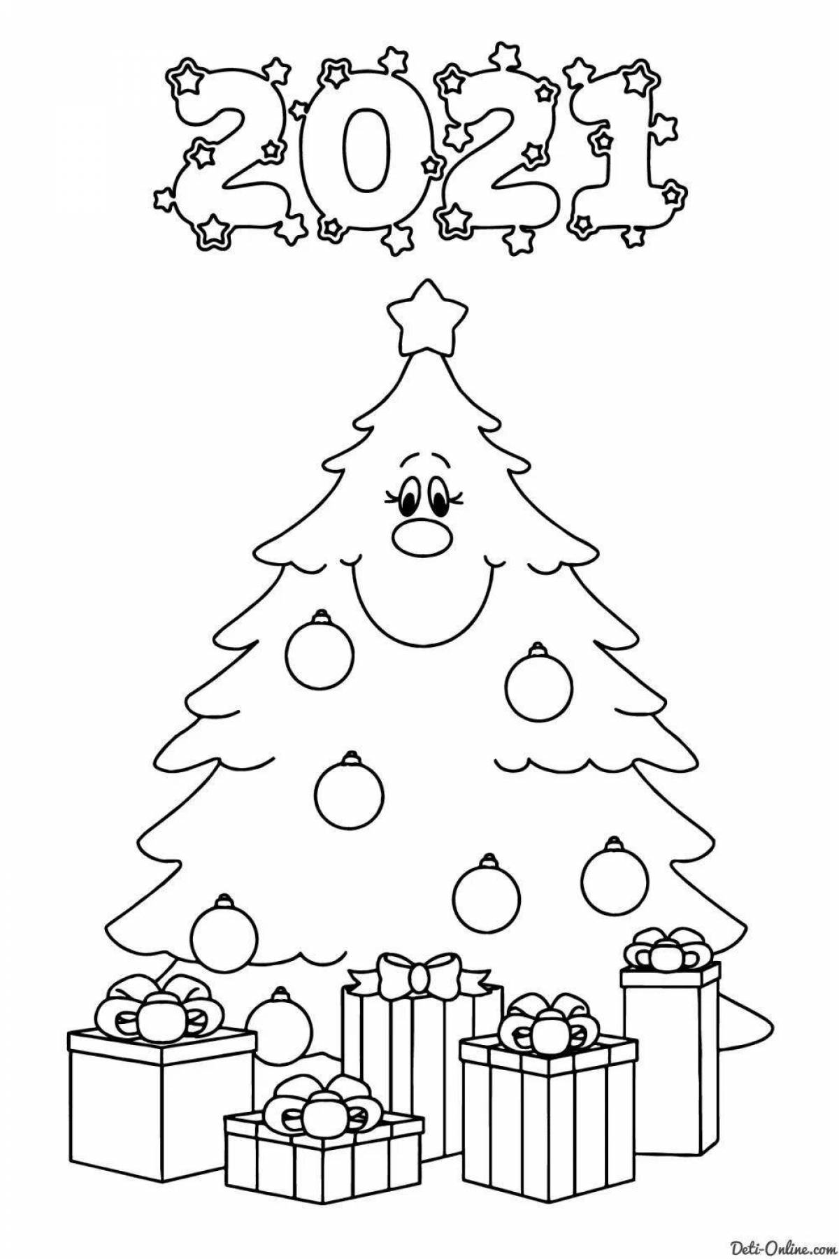 Украшенная новогодняя елка с шарами для детей