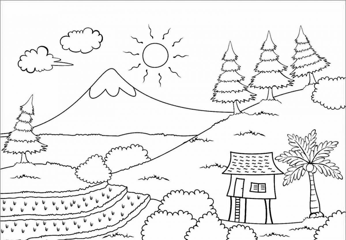 Beautiful nature coloring page for 10 year olds