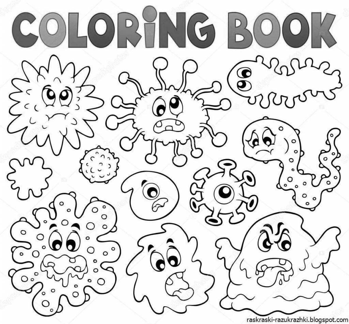 Coloring page funny viruses and microbes