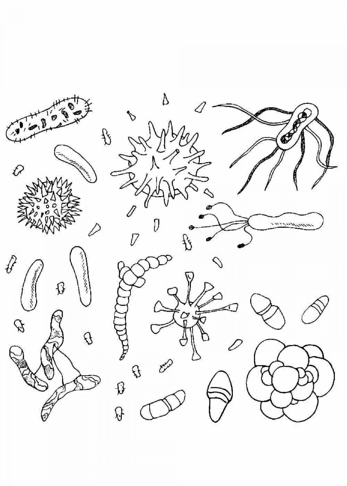 Colorful and intriguing viruses and microbes coloring book