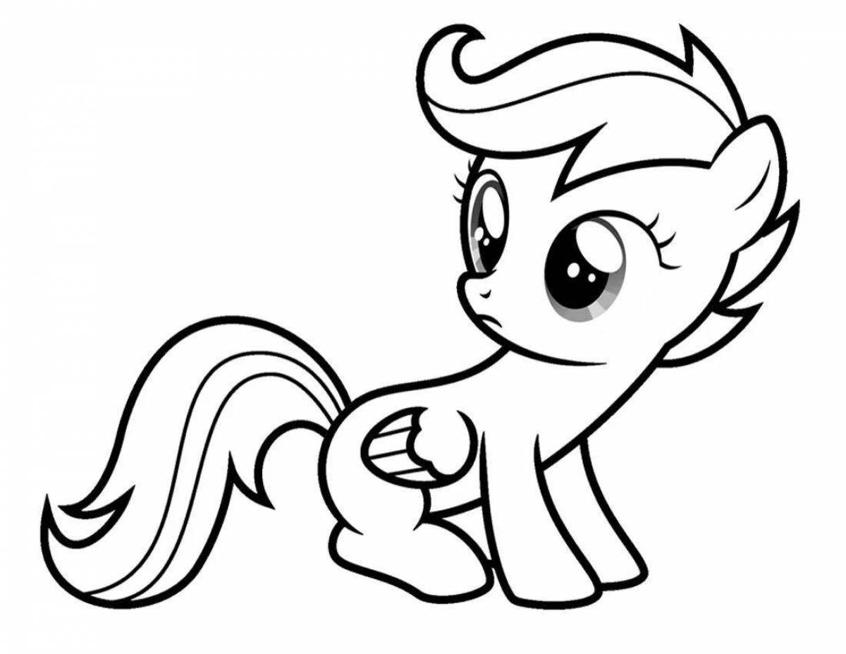 Colorful cute pony coloring pages for kids