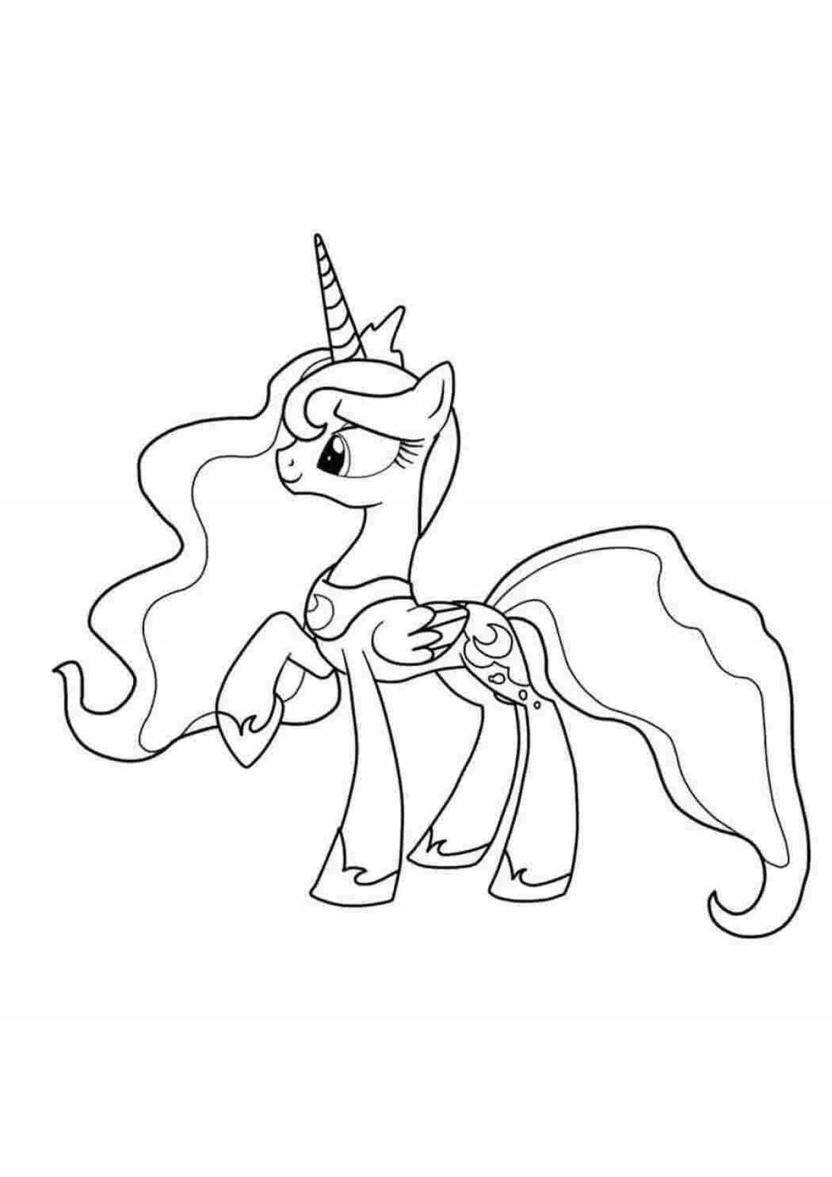 Joyful cute pony coloring pages for kids
