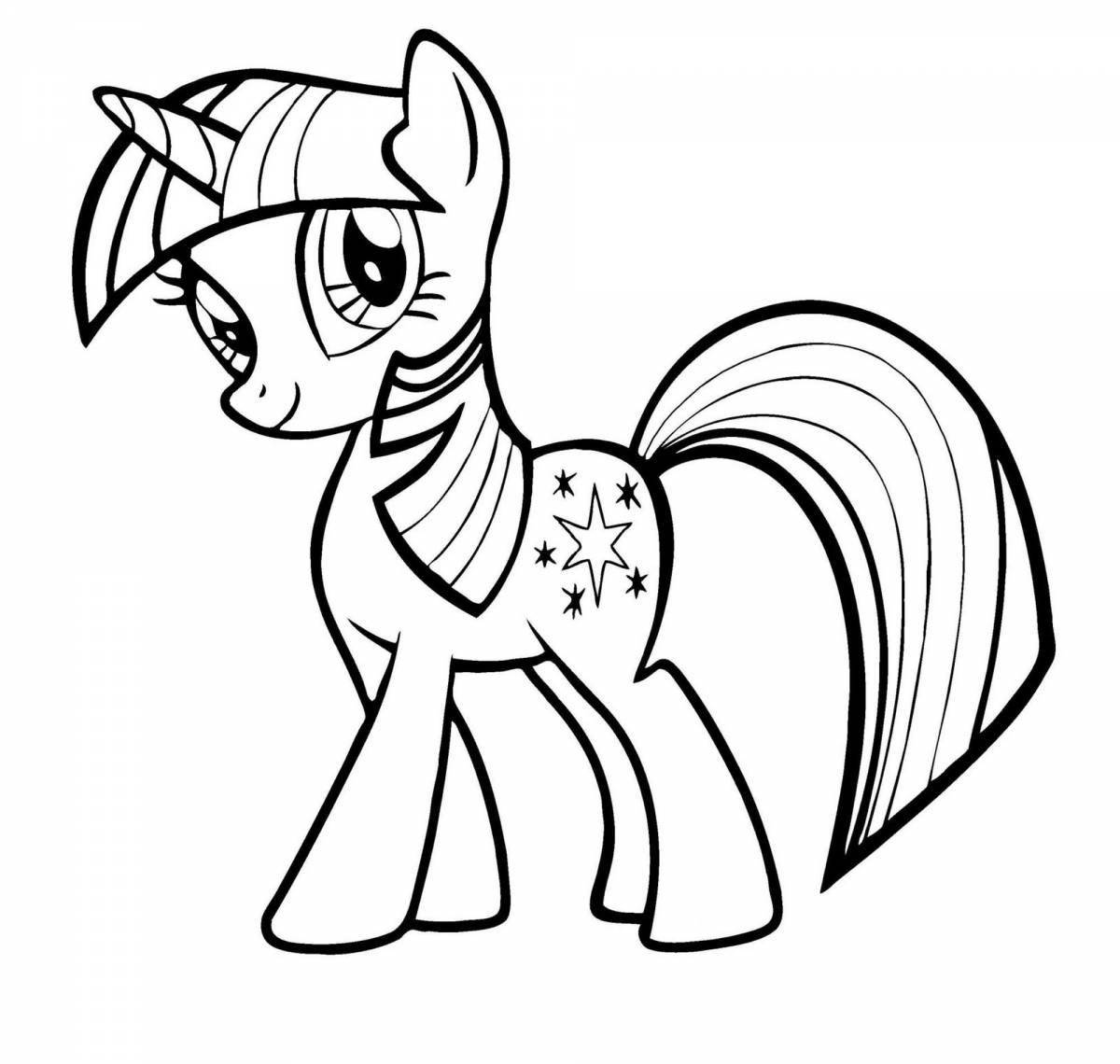 Refreshing cute pony coloring page for kids