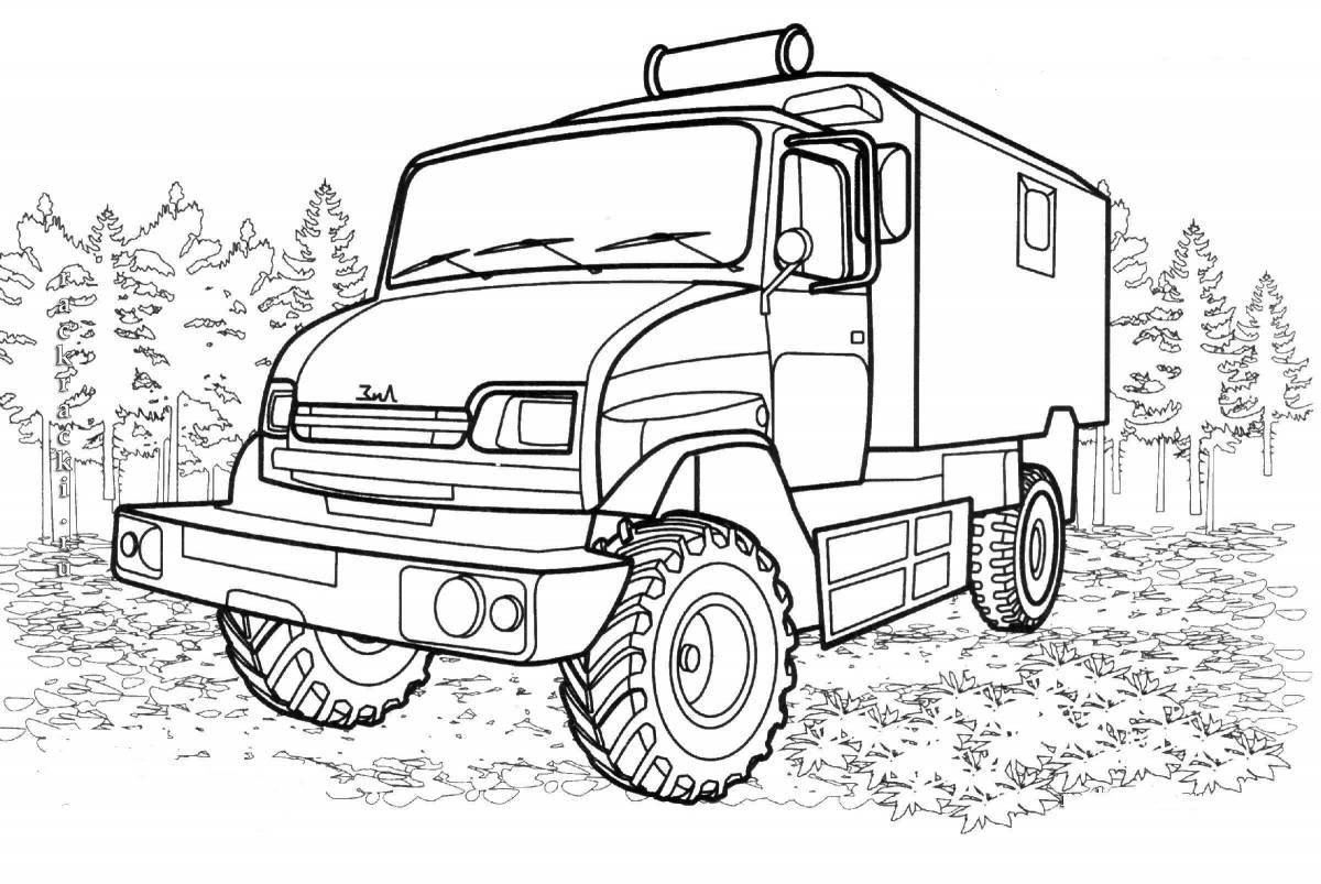 Vibrant military truck coloring pages for kids