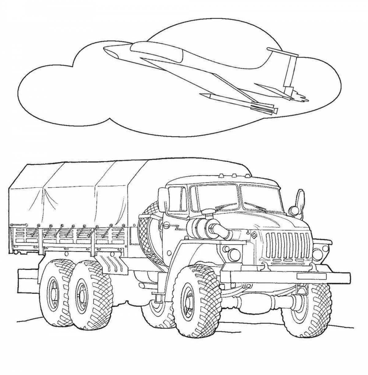 Majestic military truck coloring book for kids