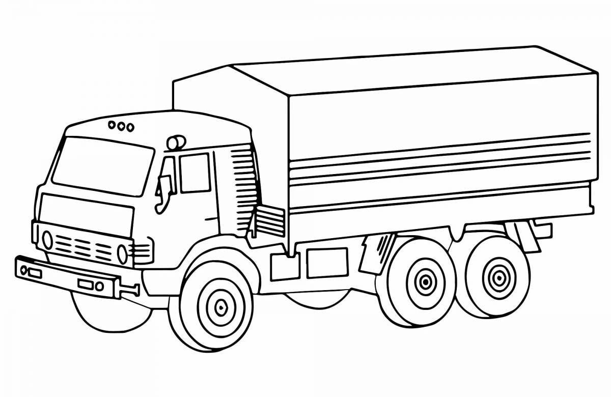 Очаровательная раскраска военного грузовика для детей