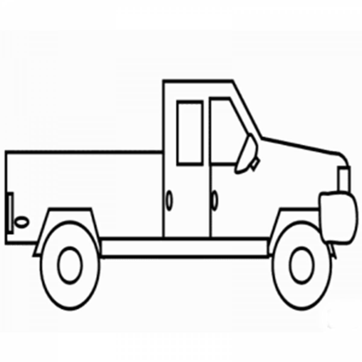 Игривая страница раскраски военного грузовика для детей