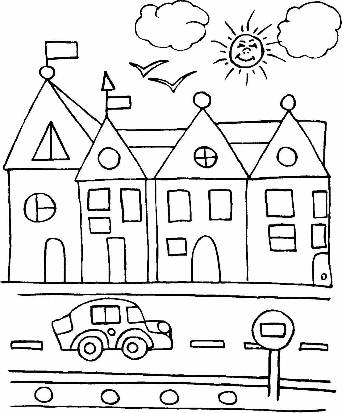Charming city street coloring pages for kids