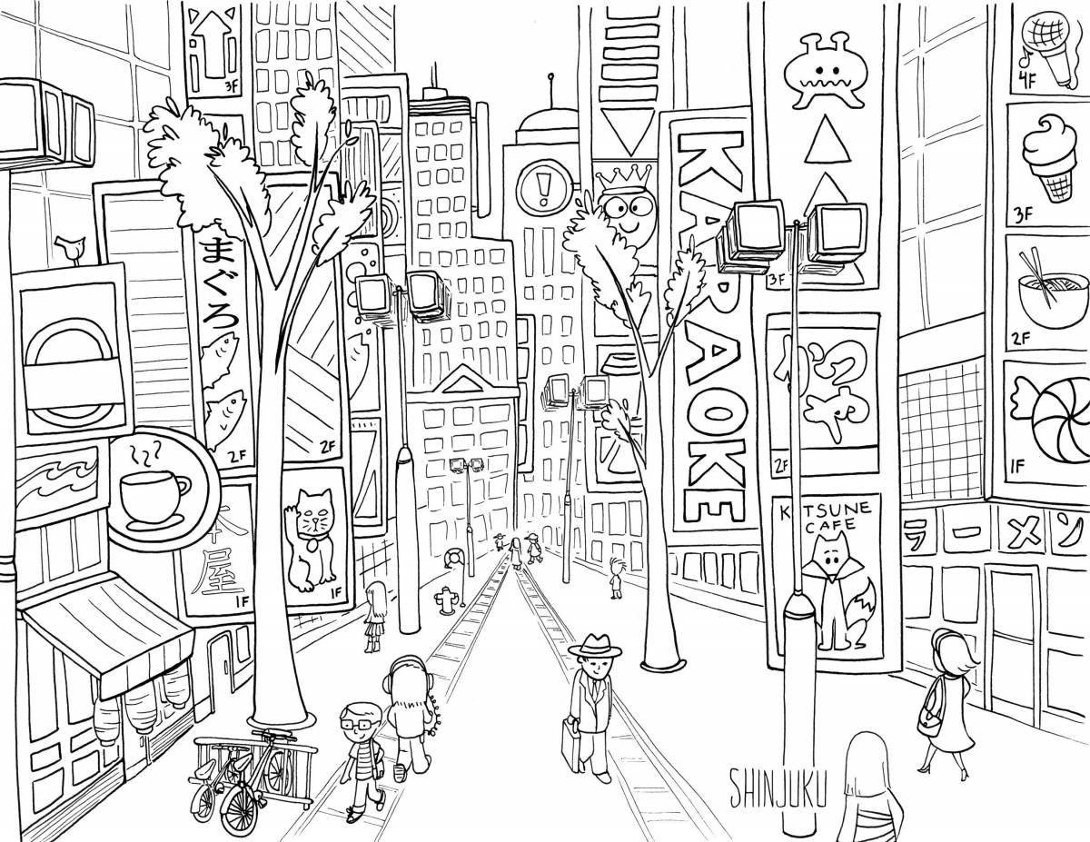 Amazing city street coloring pages for kids