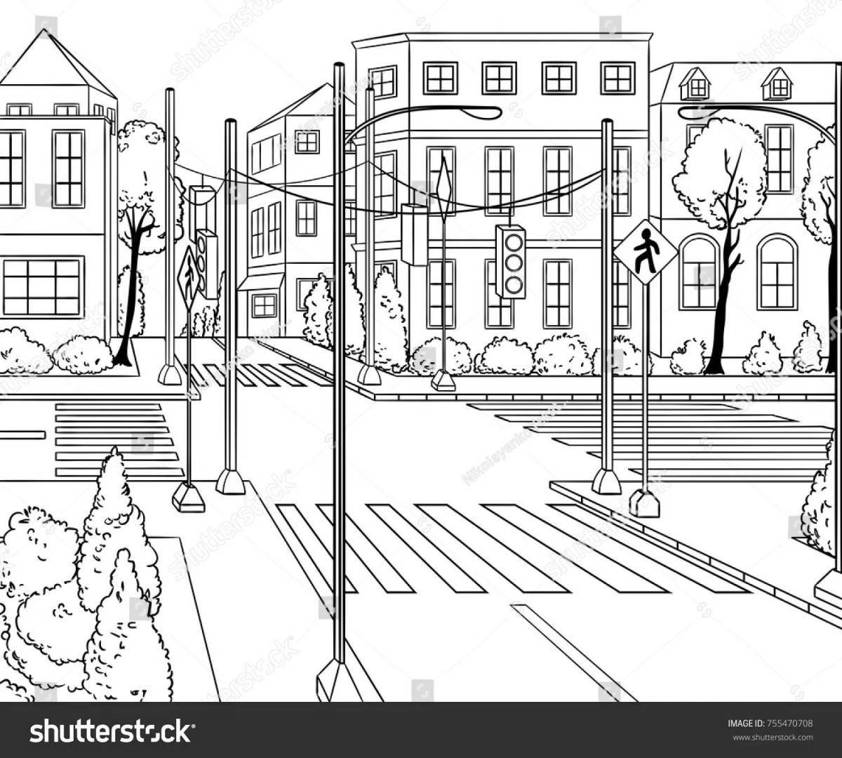 Amazing city street coloring pages for kids