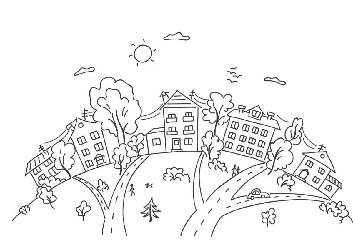 Fun city street coloring pages for kids