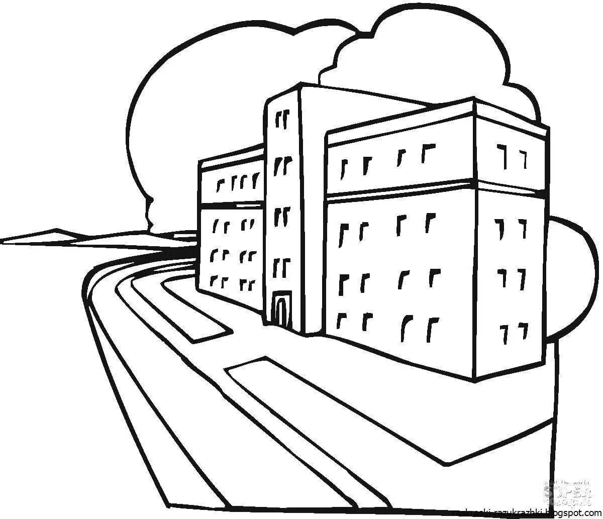 Busy city street coloring pages for kids