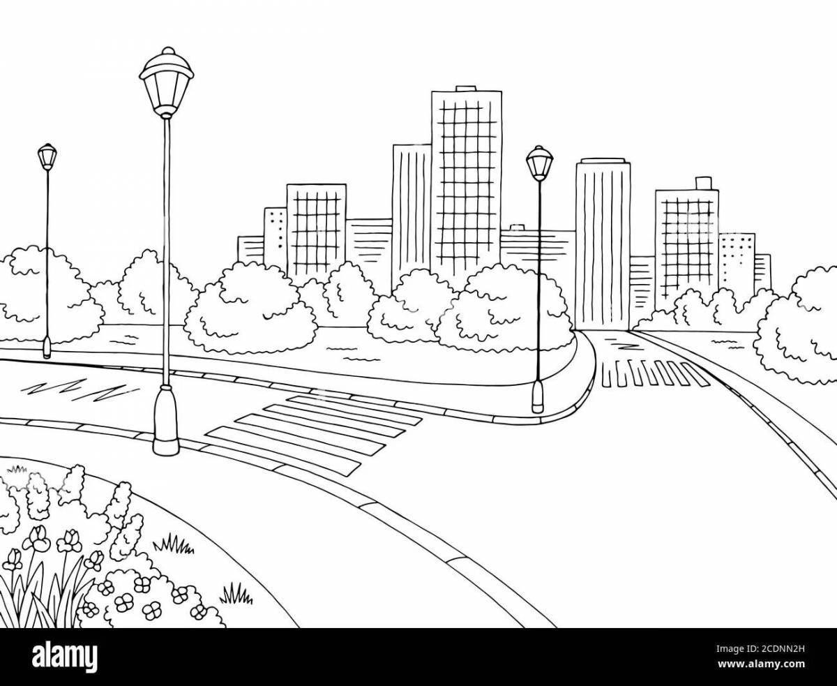 Exciting city street coloring pages for kids