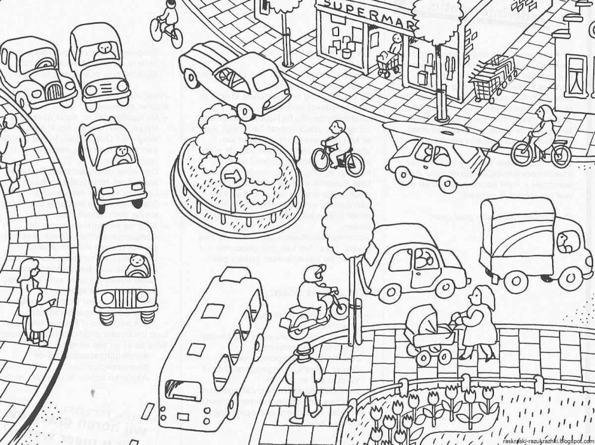 A fascinating city street coloring book for kids
