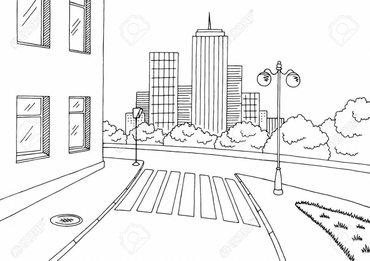 Impressive city street coloring pages for kids