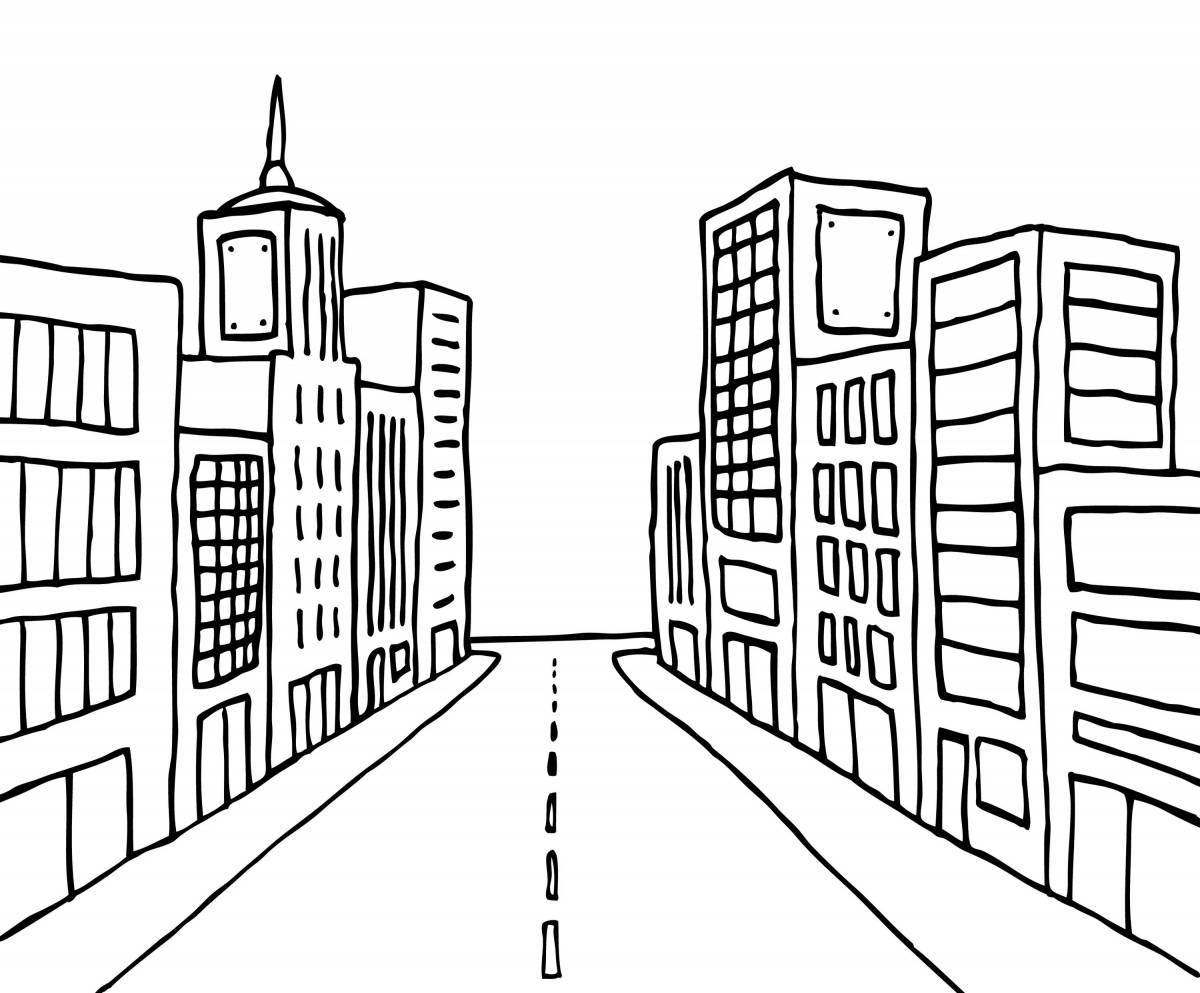 Radiant city street coloring pages for kids