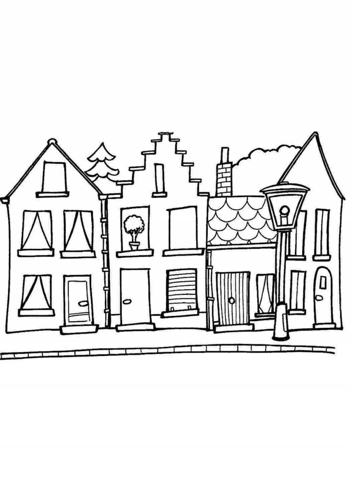 Glowing city street coloring book for kids