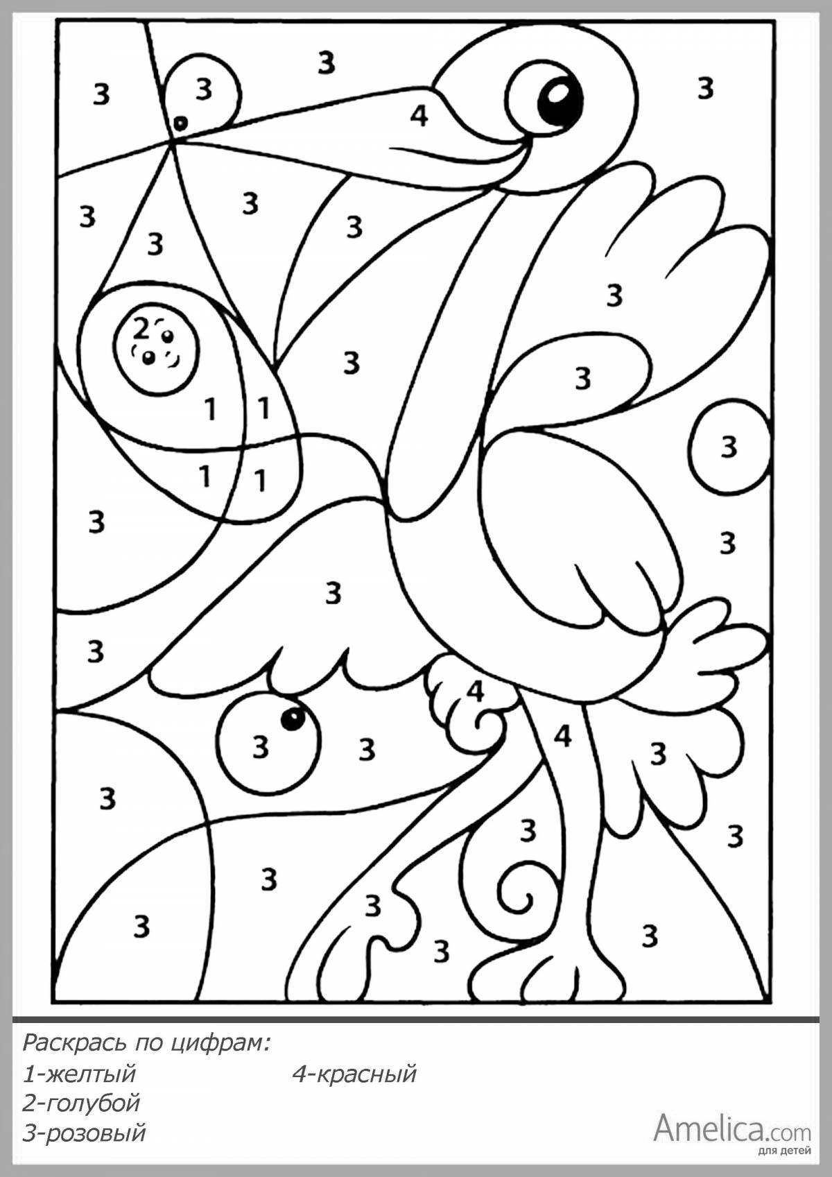 Stimulating coloring by numbers for children 5-7 years old