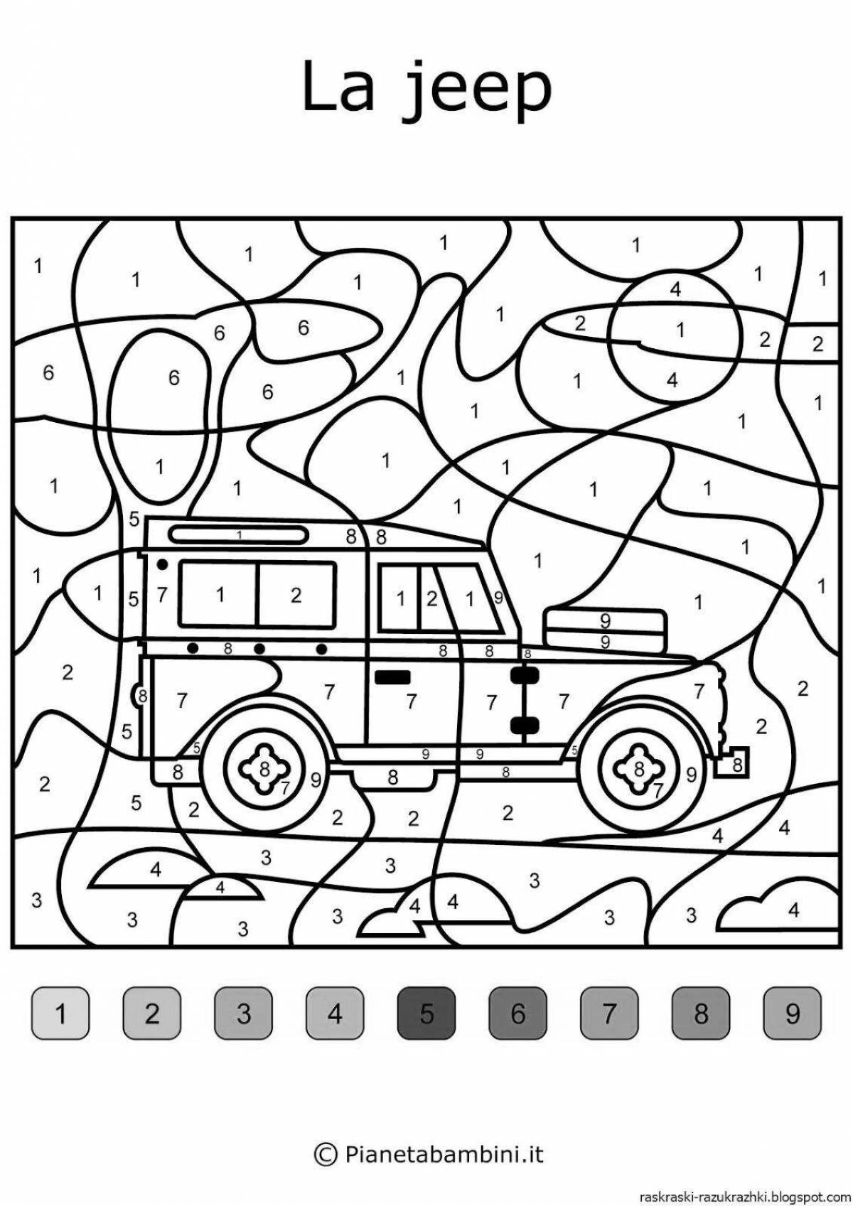 Inviting coloring by numbers for children 5-7 years old