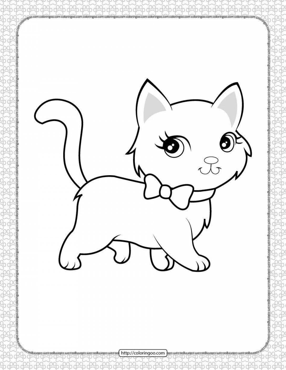 Live coloring cat for children 5-6 years old