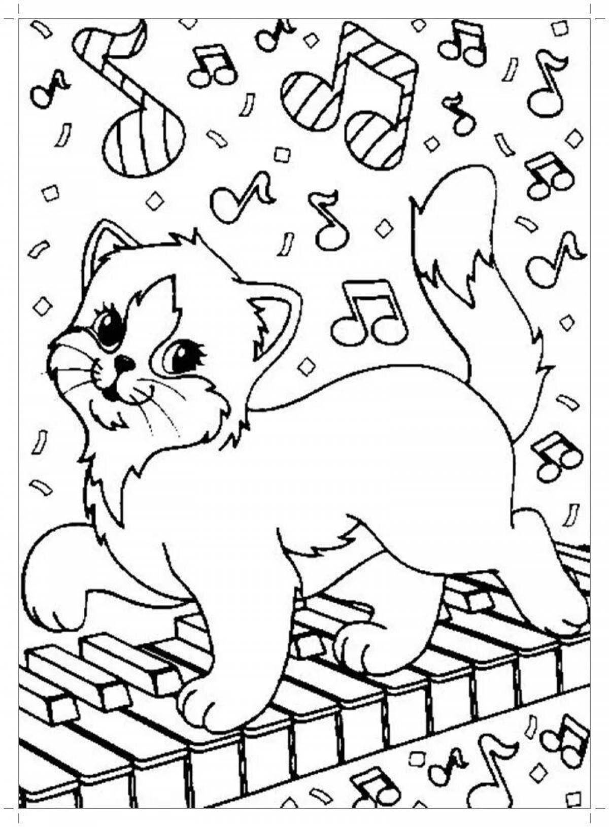 Fun coloring cat for children 5-6 years old