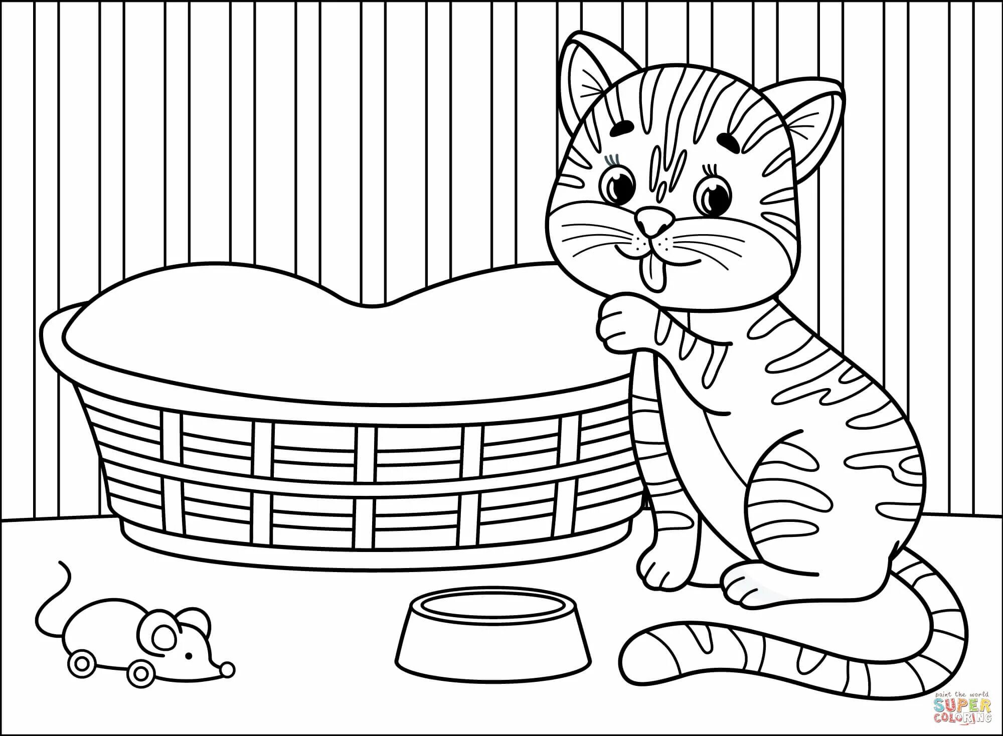 Волшебная раскраска кошка для детей 5-6 лет