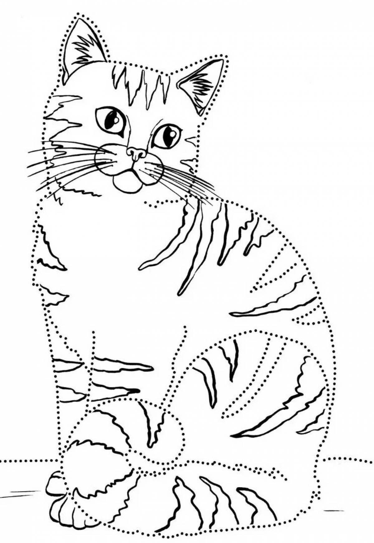 Раскраска кошка с рыбной косточкой