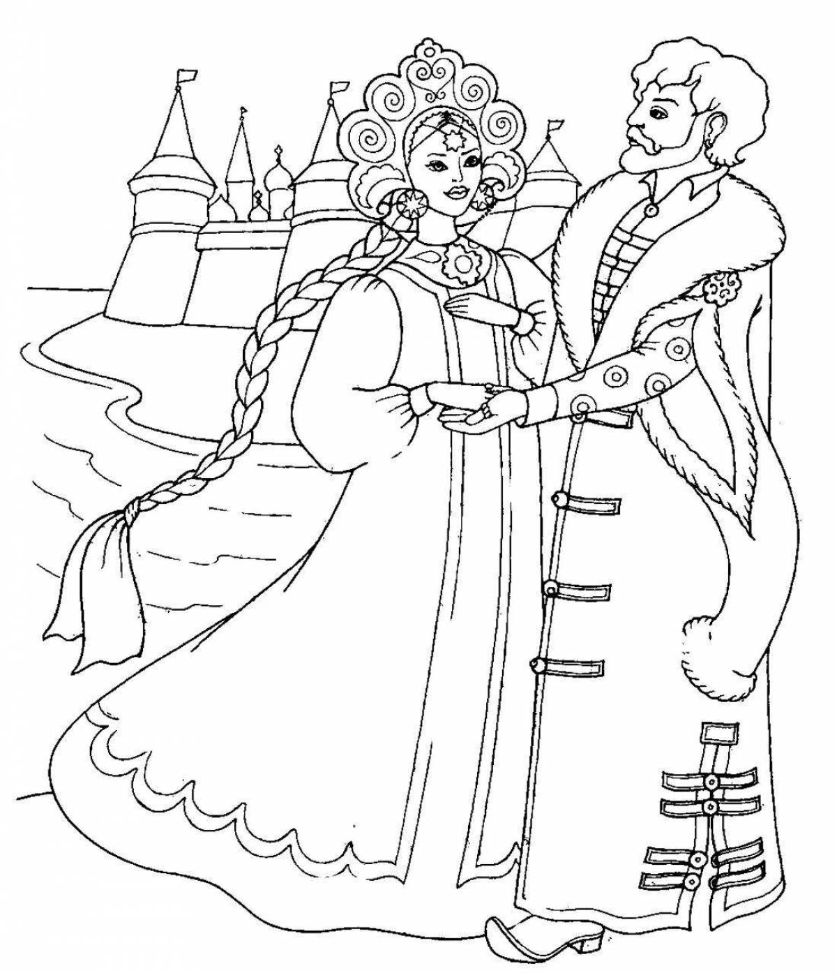 A funny coloring book based on Pushkin's fairy tales
