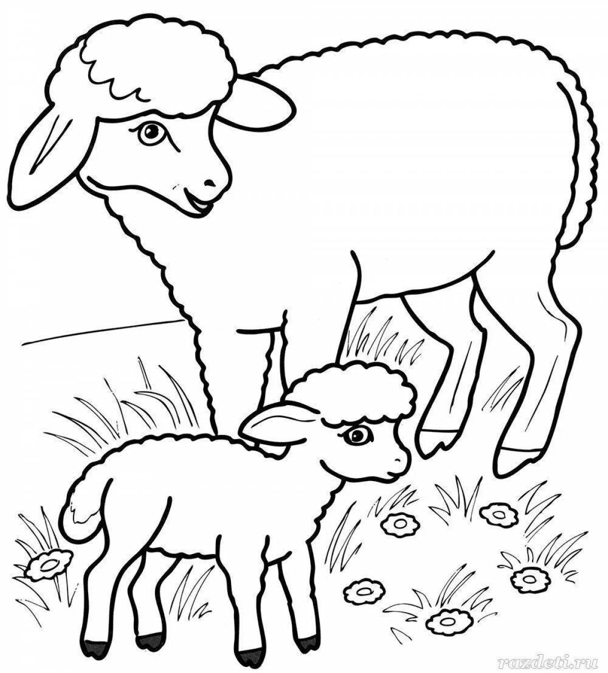 Радостная овечка-раскраска для детей 5-6 лет