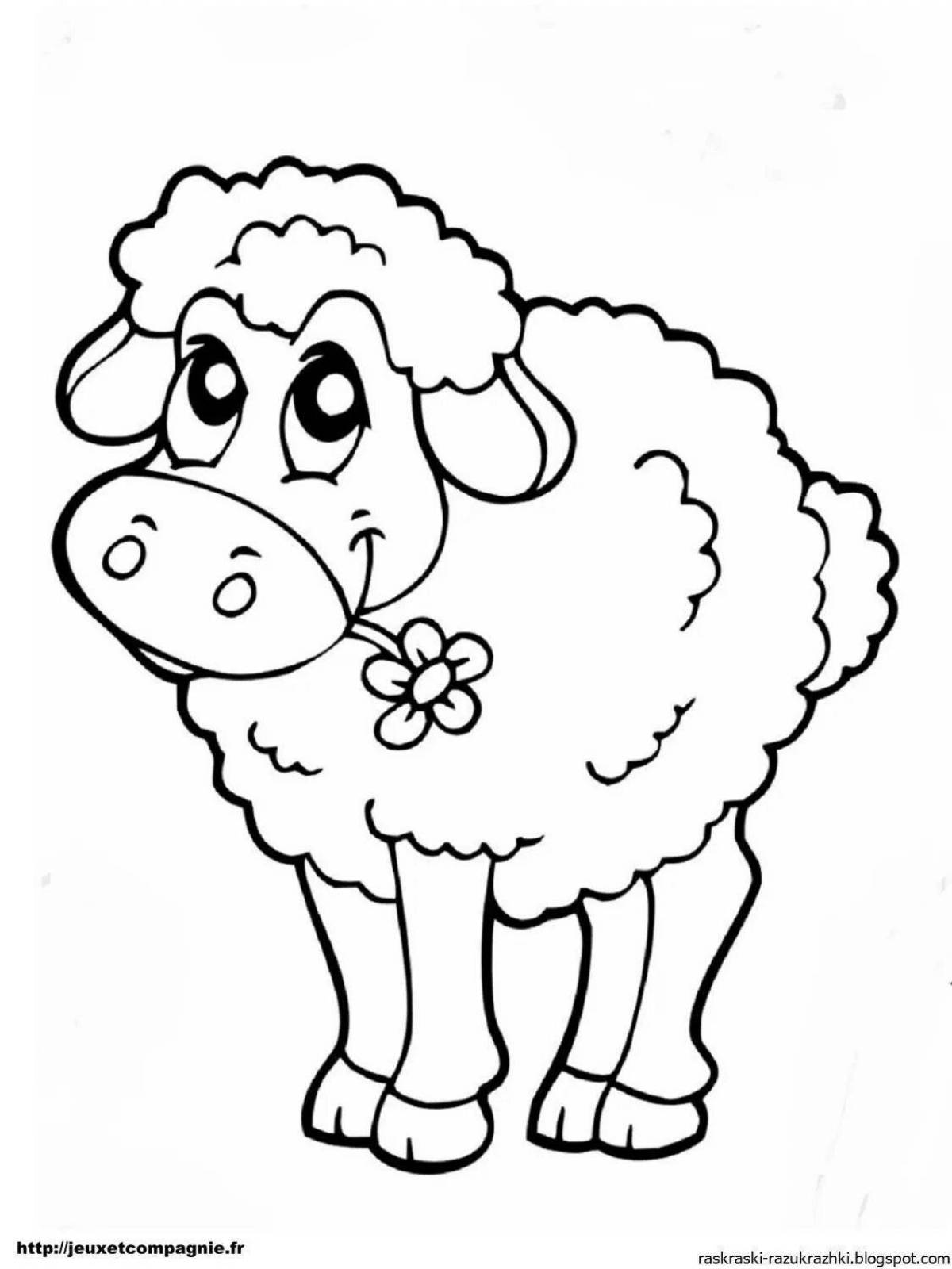 Coloring cute sheep for children 5-6 years old