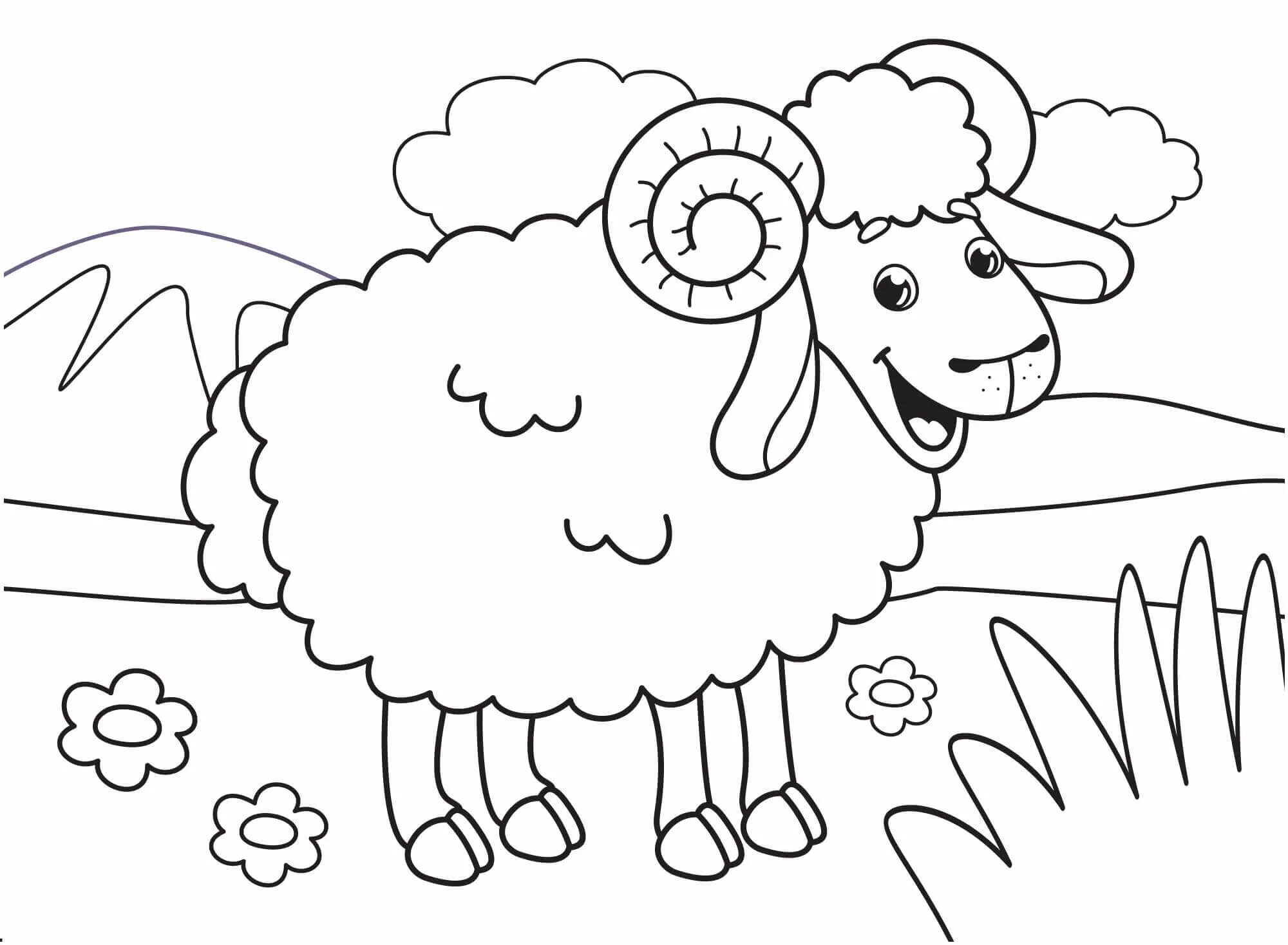Раскраски овечки скачать и распечатать бесплатно