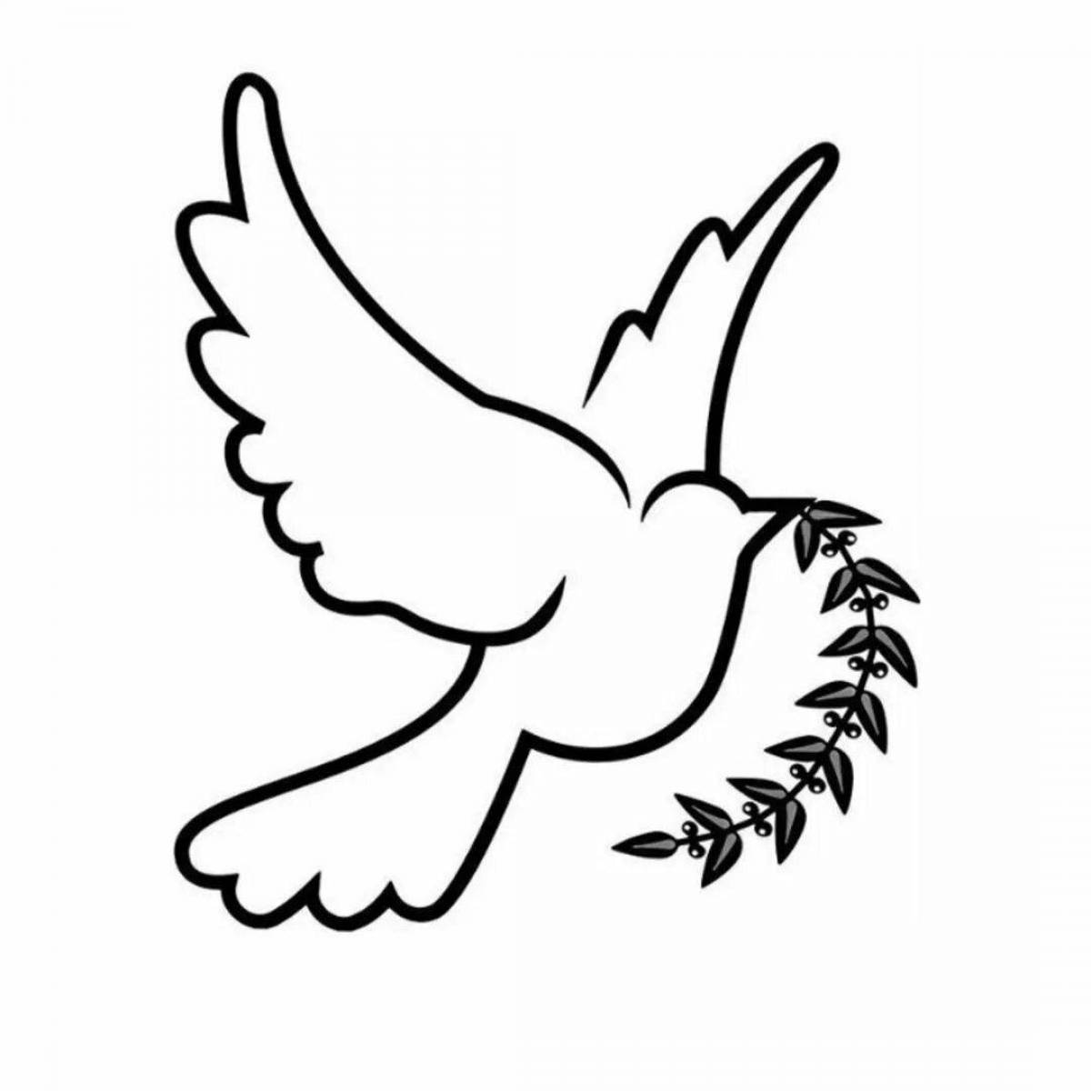 Colorful dove of peace coloring page for kids