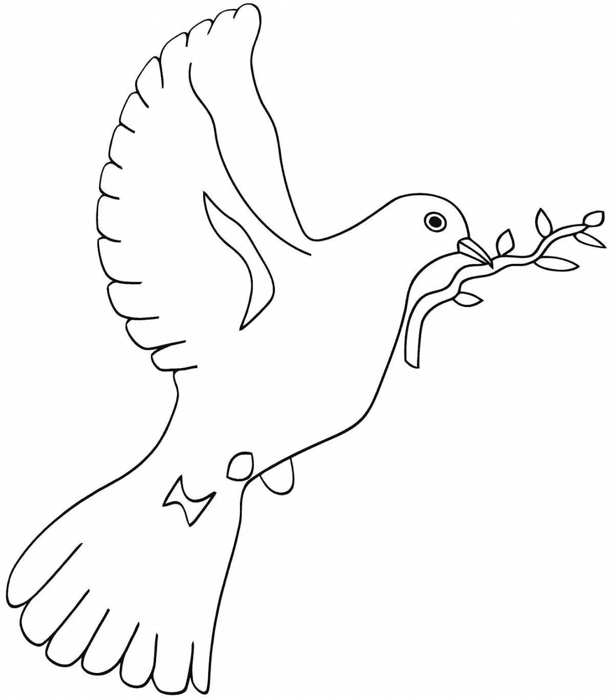 Colorful dove of peace coloring page for kids