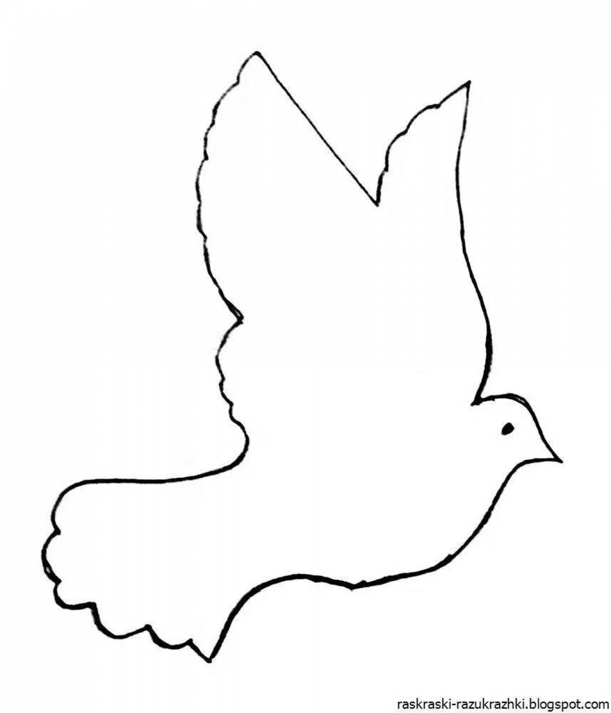 Playful dove of peace coloring page for kids