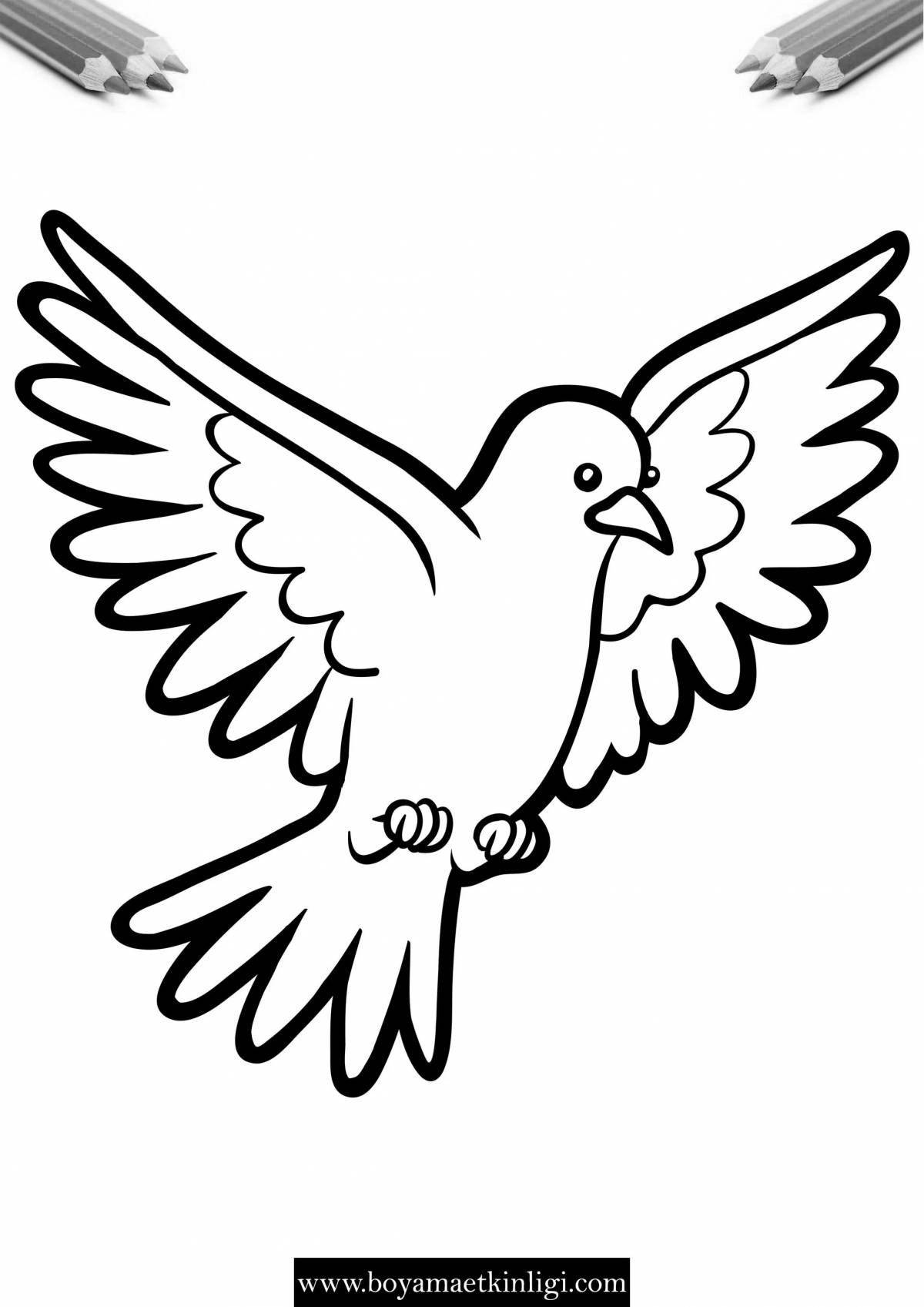 Adorable dove of peace coloring page for kids