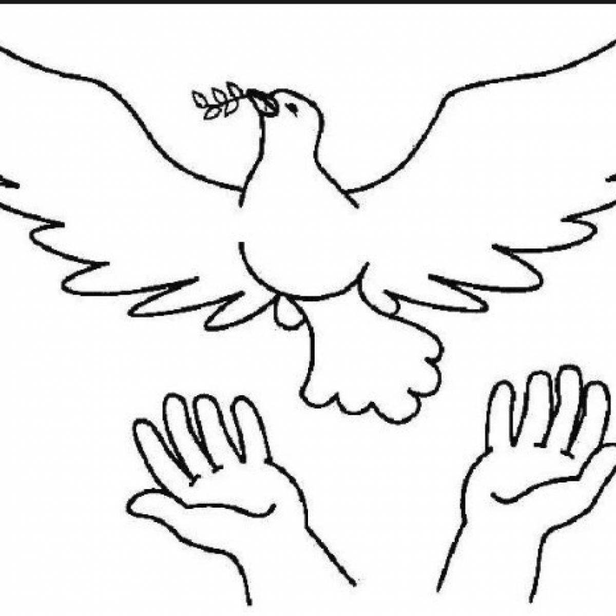 Unique peace dove coloring page for kids