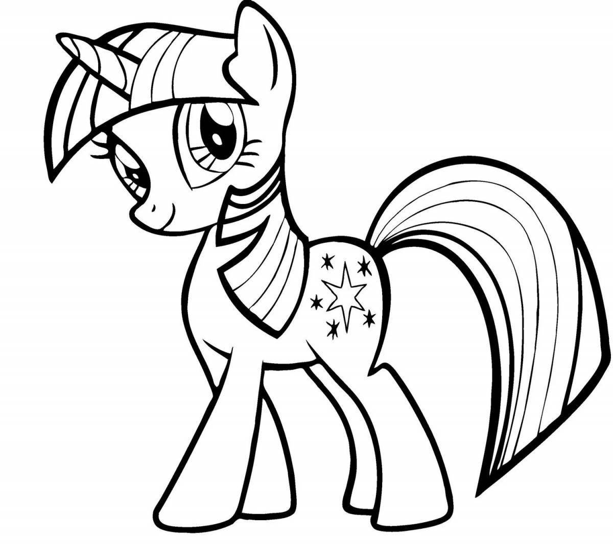 Coloring page happy pony for children 4-5 years old